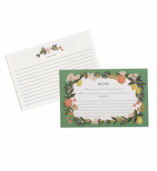 Pack of 12 Citrus Floral Recipe Cards - Lulu Bella Boutique