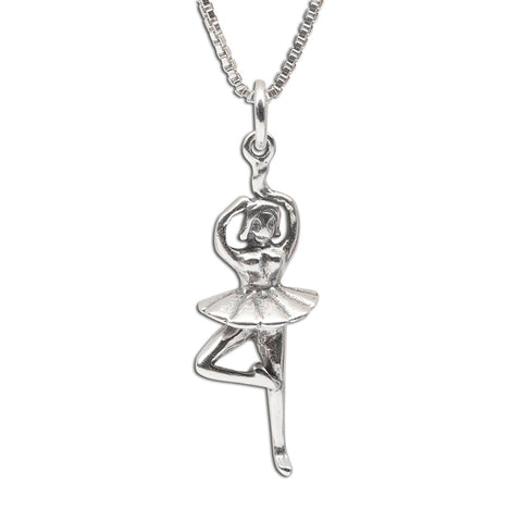 Girls Sterling Silver Ballerina Necklace Dance Jewelry