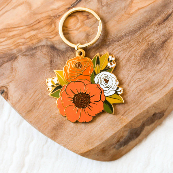 Fall Bouquet Metal Keychain 2x2 in. - Lulu Bella Boutique