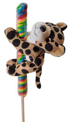 7" (17cm) Lollyplush Cheetah w/ 14" Rainbow Lollipop