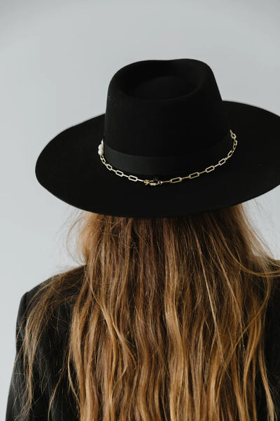Gigi Pip Raine Wide Brim Fedora Hat in Black - Lulu Bella Boutique