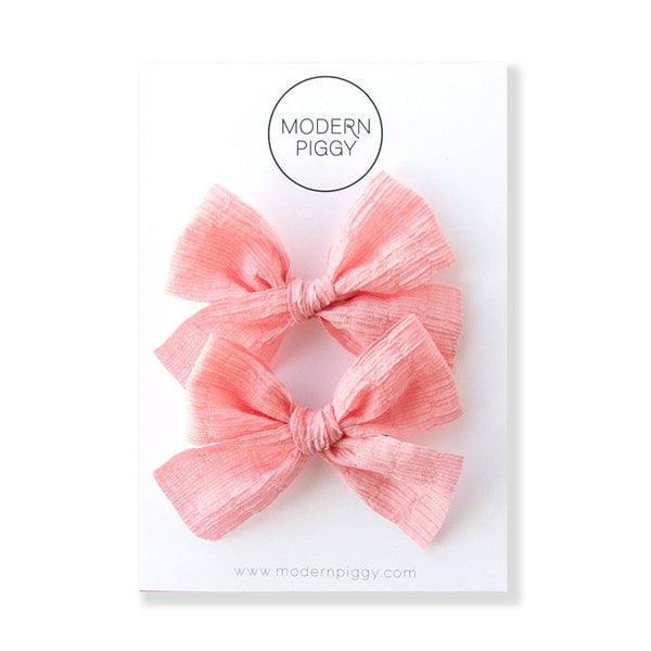 Coral Pink | Pigtail Set - Ribbon Bow - Lulu Bella Boutique