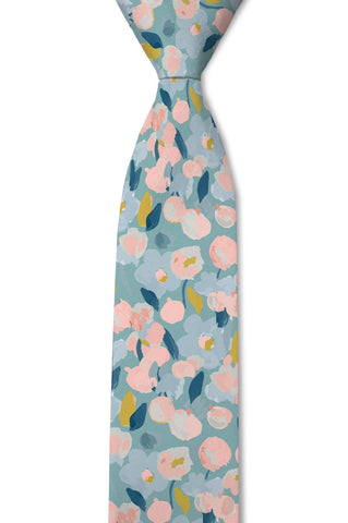 Impression - Baby Blue Floral Tie: 3.25" Standard Tie