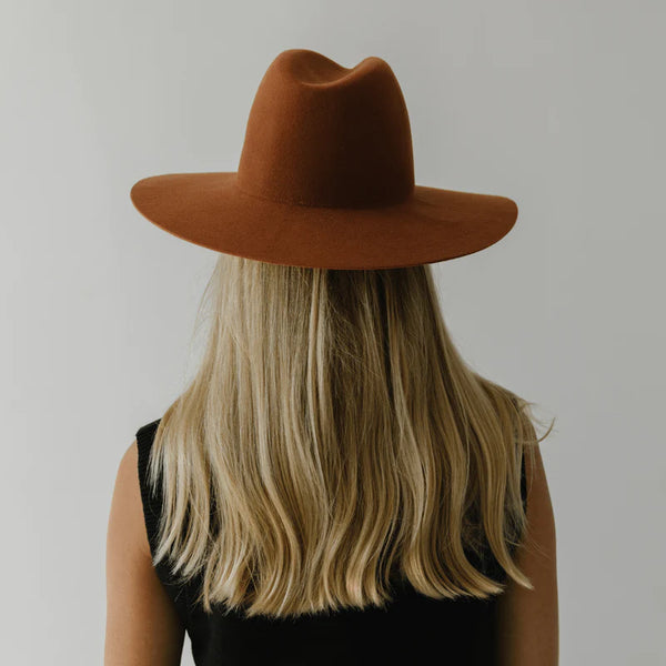 Gigi Pip Emma Wide Brim Fedora in Terracotta - Lulu Bella Boutique