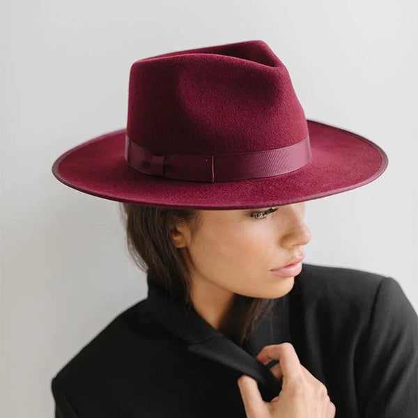 Gigi Pip Monroe Ranch Felt Hat in Wine - Lulu Bella Boutique