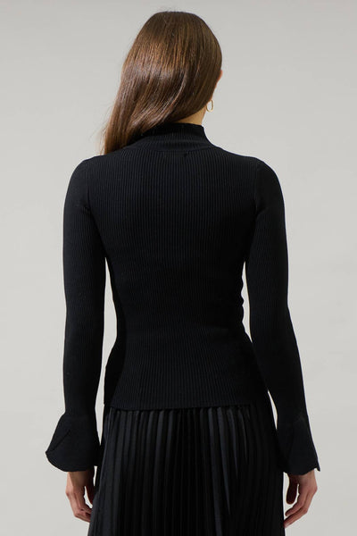 Malvern Bay Mock Neck Sweater: Black