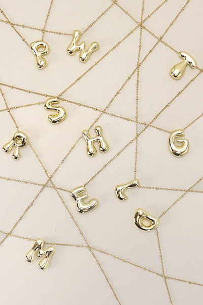 STAINLESS STEEL BALLOON BUBBLE INITIAL NECKLACE | 40NK316: F