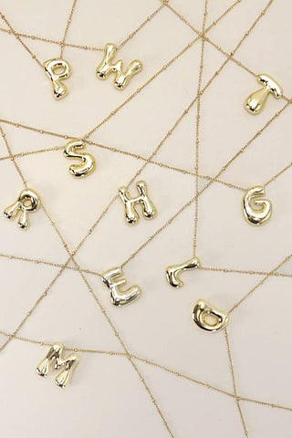 STAINLESS STEEL BALLOON BUBBLE INITIAL NECKLACE | 40NK316: G