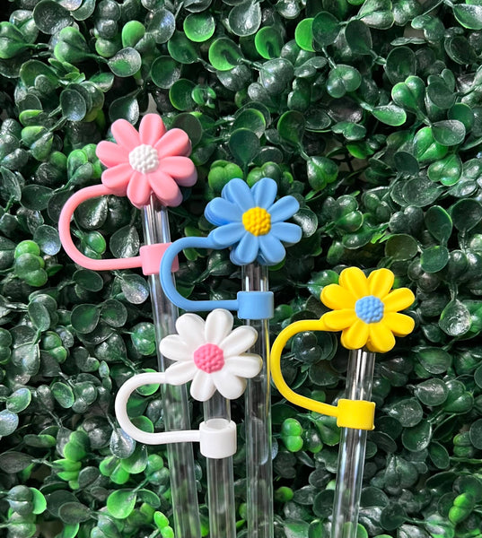 Flower Straw Toppers: Yellow