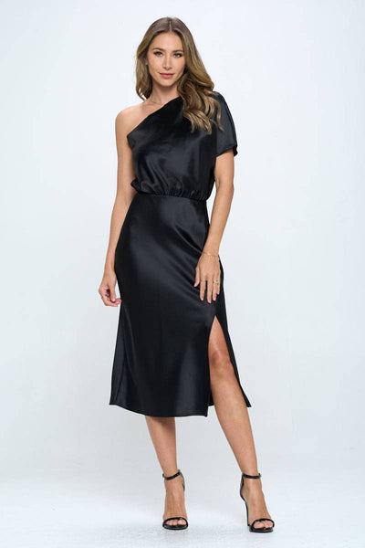 Satin One Shoulder Dress