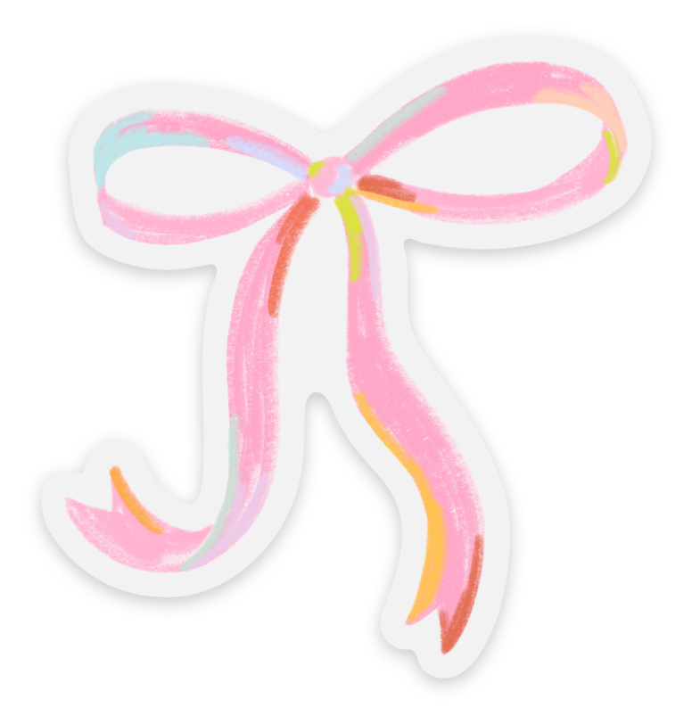 Clear Fuchsia Bow Sticker, 2.38x2.5in. - Lulu Bella Boutique