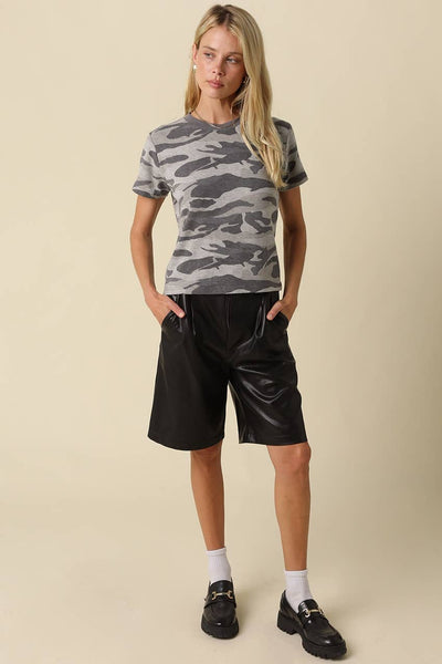 Lydia Camo Crew Neck Tee: GREY CAMO