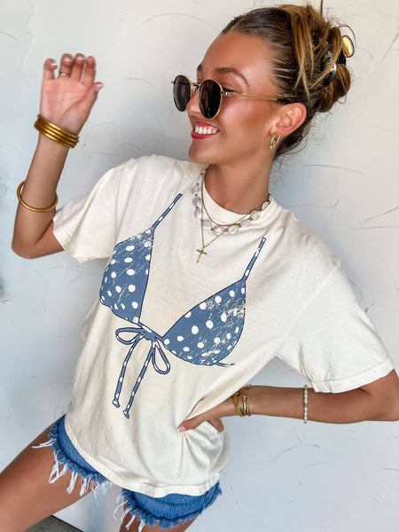 Polka Dot Bikini Top Tee: Small - Lulu Bella Boutique