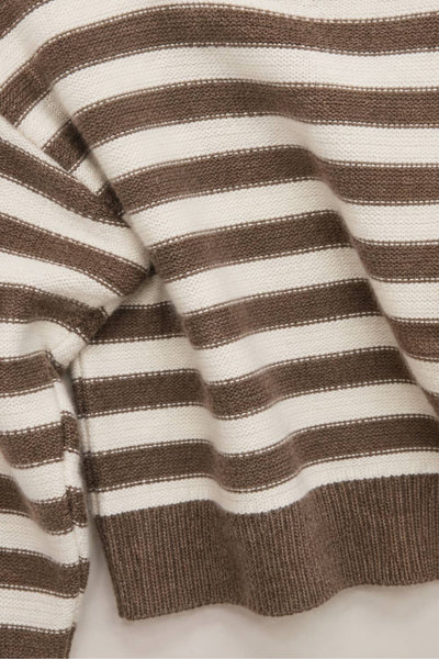 Striped Crewneck Sweater: BROWN MELANGE