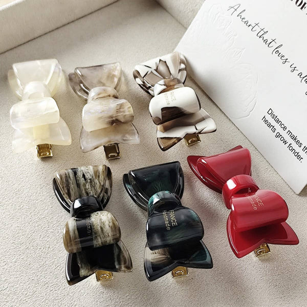 Sweet Bow Acetate Hair Clip – Double-Layer Side_CWAHA07201: Red / (OS) 1 - Lulu Bella Boutique