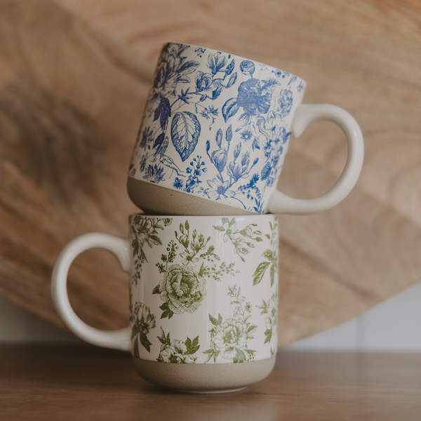 Blue Delft Stoneware Coffee Mug - Spring Home Decor - Lulu Bella Boutique