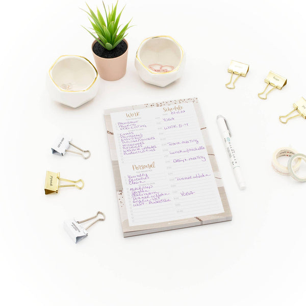 6x9 Timed Work & Personal To-Do List Pad, Brushed Beige