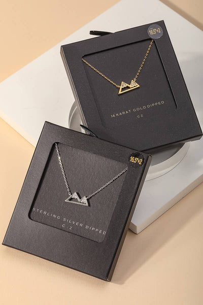 Secret Box Gold Dipped Mountain Pendant Necklace: WG