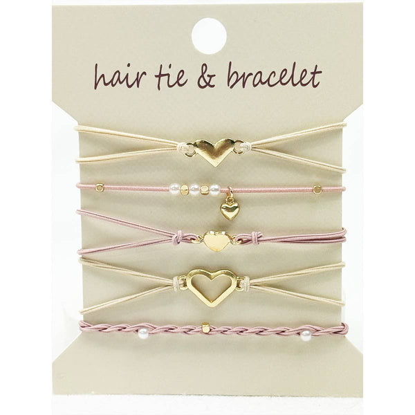 Boho Inspired Minimal Heart Hair Tie Bracelets: MIX COLOR / ONE(6) - Lulu Bella Boutique