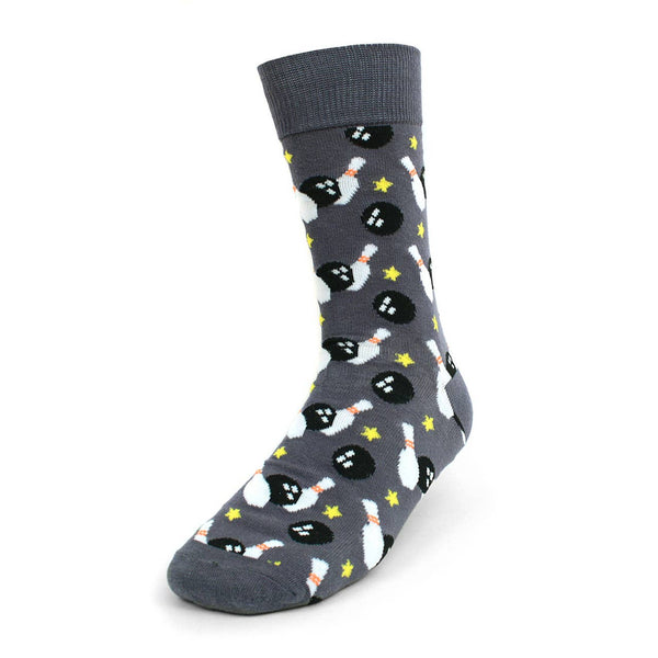 Bowling Novelty Socks for Men: Grey / 1 Piece