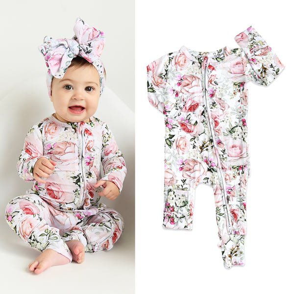 Bamboo Baby Pajama Sleepies Little Baby Ruffle Zip Caroline: 2T