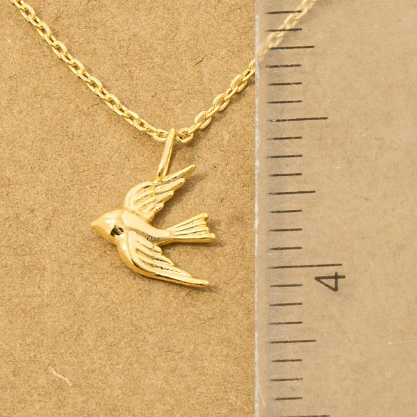 Gold Dipped Flying Bird Pendant Necklace: G - Lulu Bella Boutique