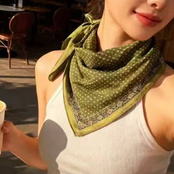 POLKA DOT PATTERN SILKY BANDANA SQUARE NECK SCARF, LVSC 268: NY - Lulu Bella Boutique