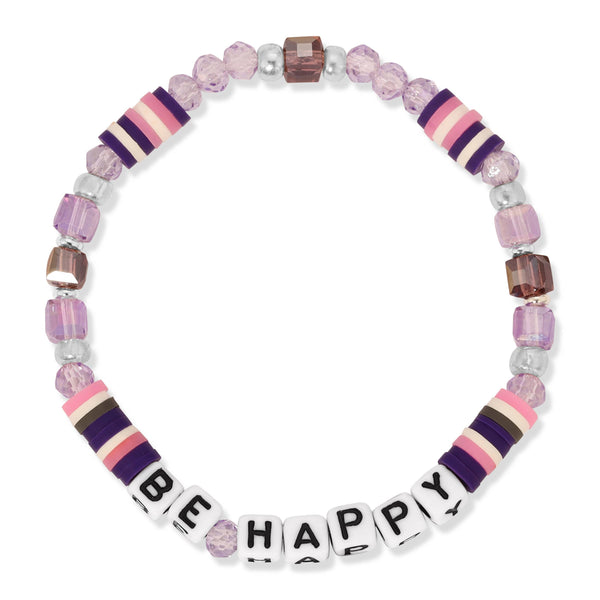 Kids Colorful Words Beaded Stretch Bracelets: Sisters - Midnight Blue - Lulu Bella Boutique