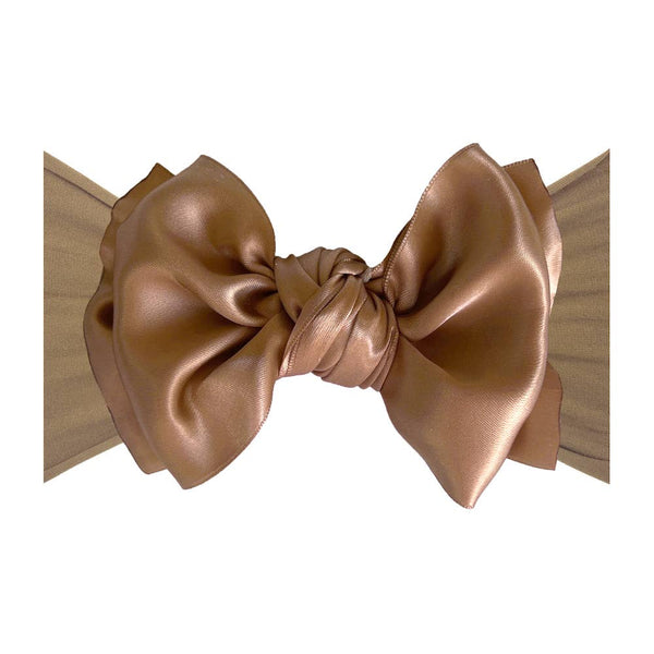 Baby Bling® Satin FAB® soft nylon headband with satin bow: Mushroom - Lulu Bella Boutique