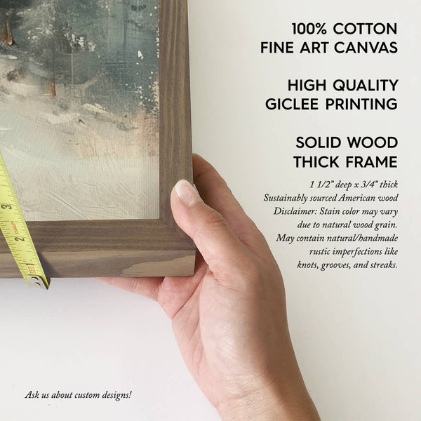 Quiet Snow Pines - Farmhouse Entryway Wall Art: 6x10" Mini Canvas Art with Wood Box Frame