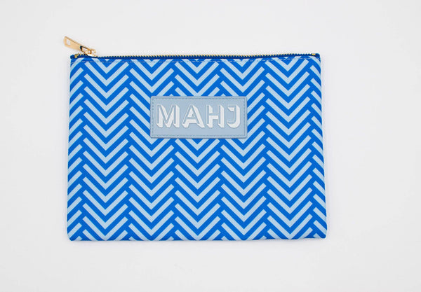 Premium Mahjong Card & Accessory Bag: Stripes- Purple & Green Card & Accessory Bag