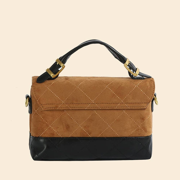 Leather Quilt Flap Satchel: BR