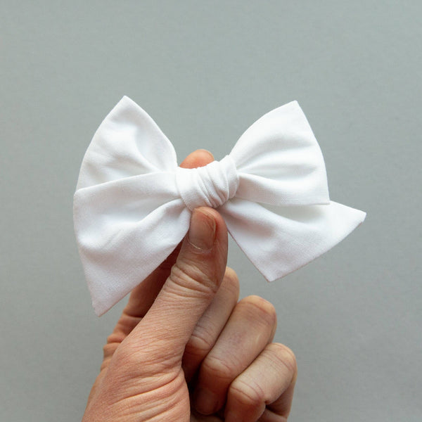 True White | Oversized Hand-tied Bow: Nylon Headband