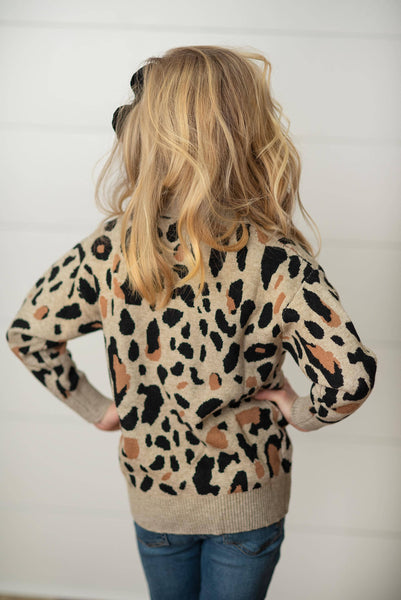 Kids Leopard Button Pocket Cardigan Fall Winter Sweater: 10/12