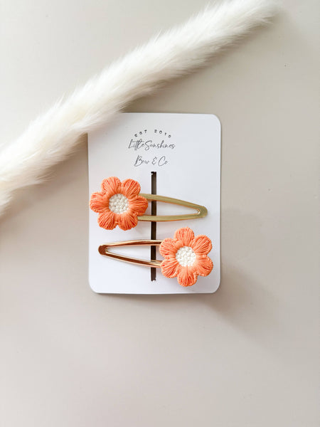 Flower Hair Clips- Set of 2 : Yellow - Lulu Bella Boutique