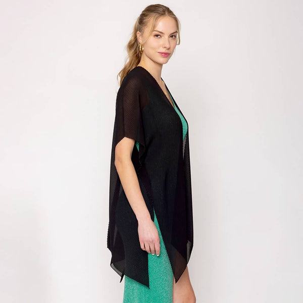 Solid Chiffon Ruana Poncho: Black - Lulu Bella Boutique
