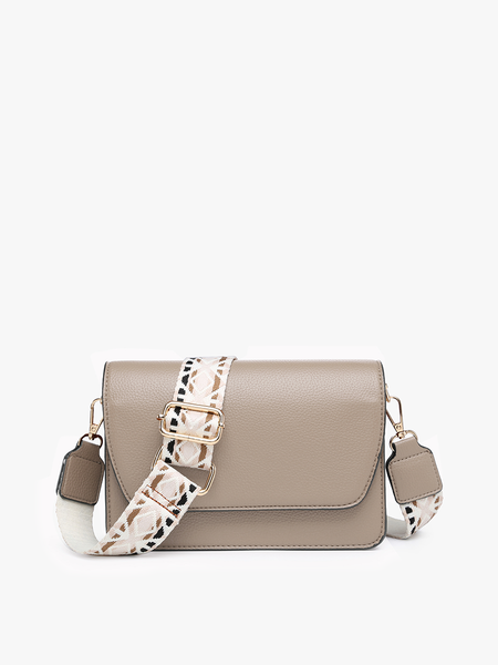 M2278 Noah Flapover Crossbody w/ Guitar Strap: Parchment - Lulu Bella Boutique