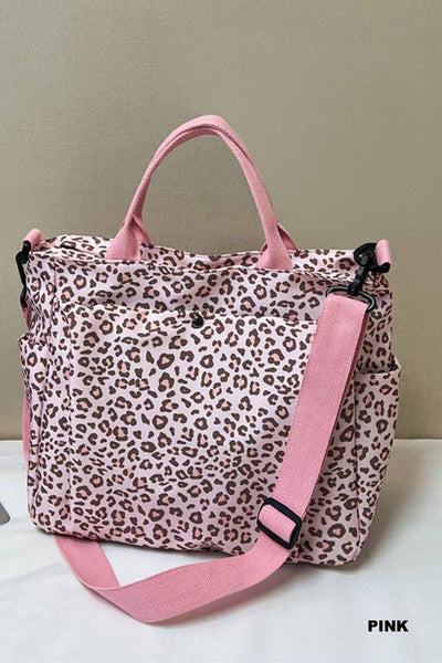 Leopard Caryall Diaper Tote Bag: PINK