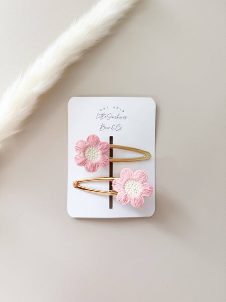 Flower Hair Clips- Set of 2 : Yellow - Lulu Bella Boutique