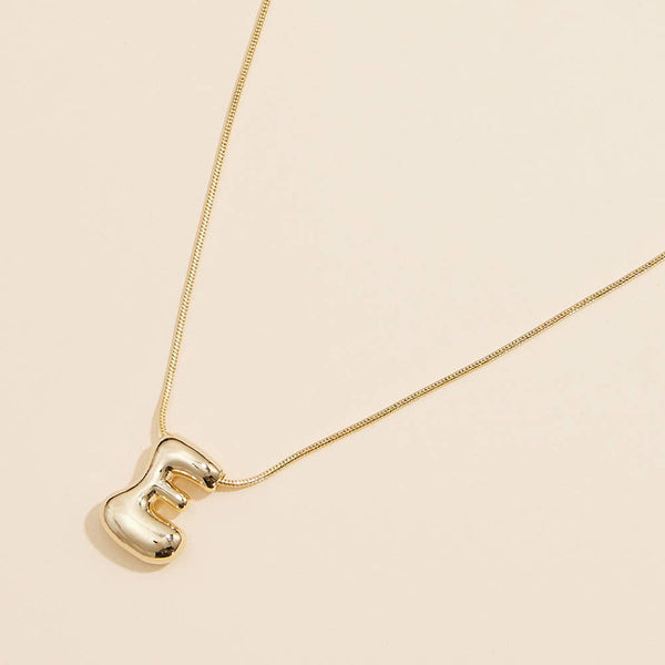 18K Gold Dipped Assorted Letters Bubble Monogram Necklaces: Gd - Lulu Bella Boutique