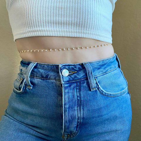 18k Gold Filled Belly Chain With Cubic Zirconia Stones - Lulu Bella Boutique