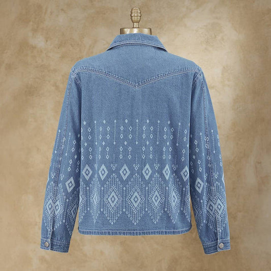 Diamond Printed Denim Jacket: Medium