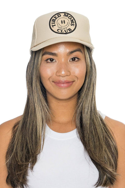 Tired Moms Club Trucker Hat in Tan - Lulu Bella Boutique