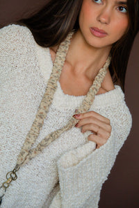 Beige Floral Lanyard