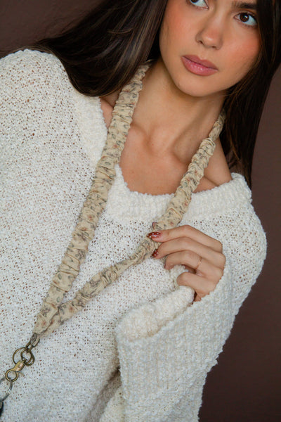Beige Floral Lanyard