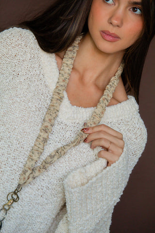 Beige Floral Lanyard