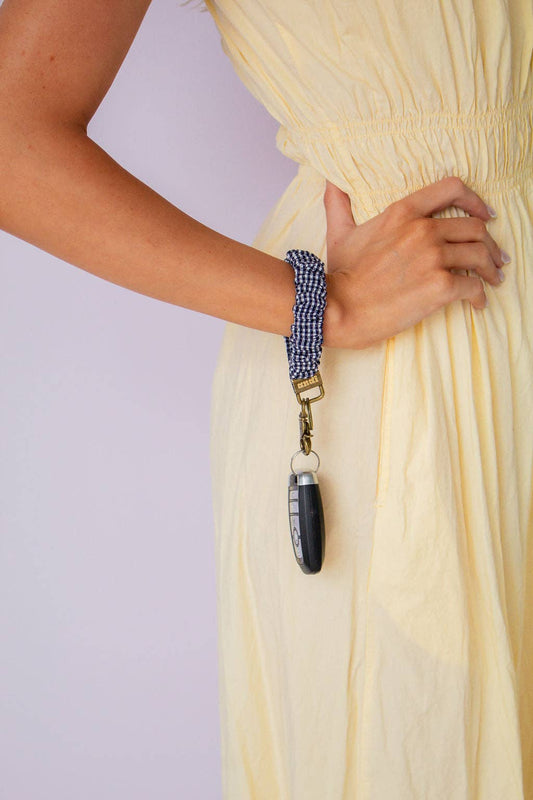 Inky Black Gingham Keychain