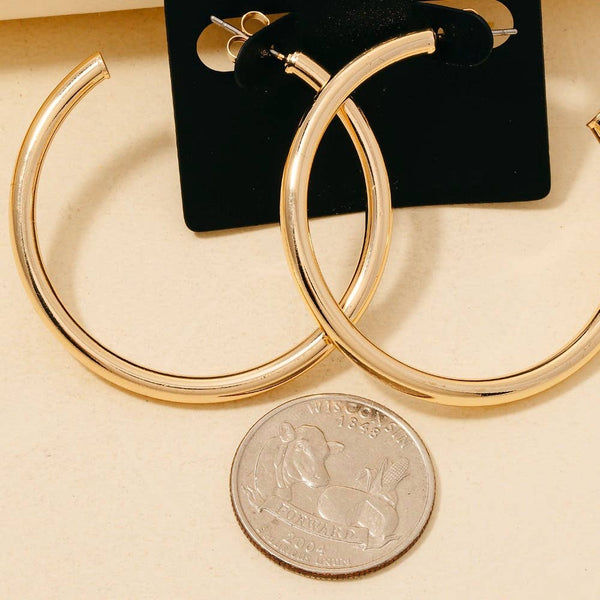 Gold Dipped Large Tube Hoop Earrings: GOLD - Lulu Bella Boutique