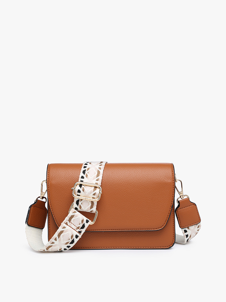 M2278 Noah Flapover Crossbody w/ Guitar Strap: Black - Lulu Bella Boutique