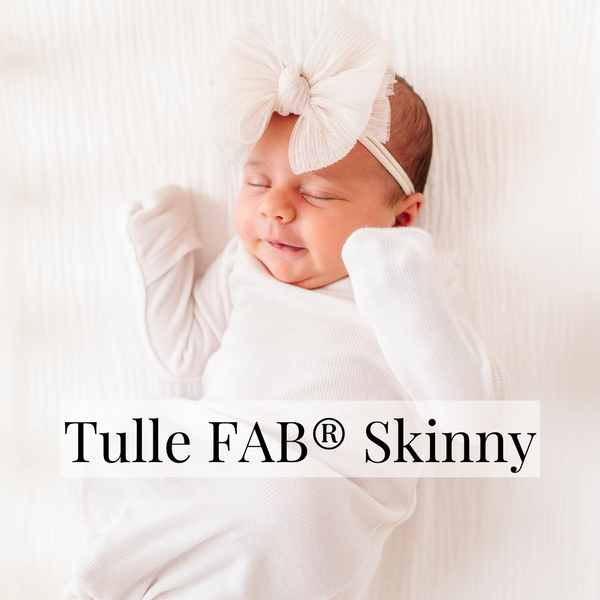 Baby Bling® Tulle FAB® Skinny nylon headband with tulle bow: Light Orchid Gingham - Lulu Bella Boutique